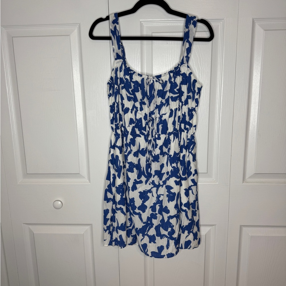 Abercrombie & Fitch Blue and White Tie Front Mini Dress